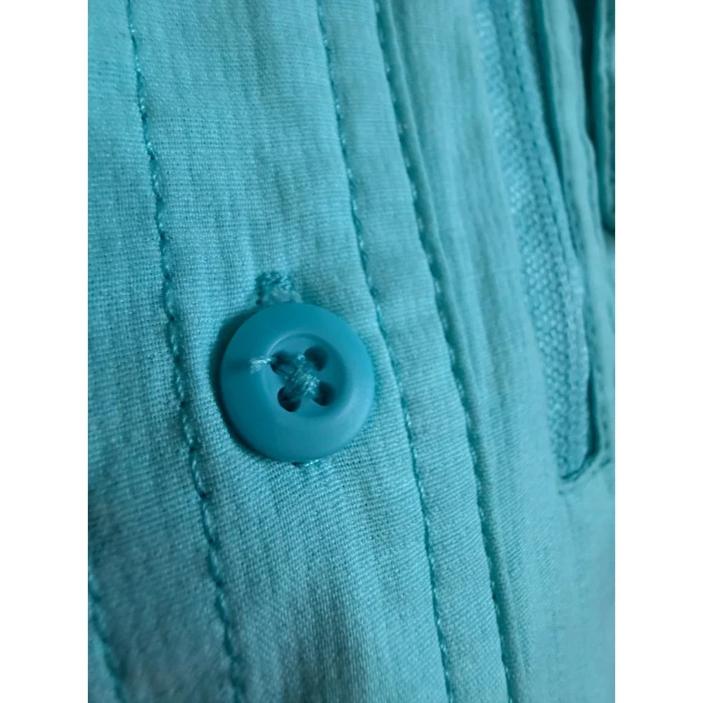 Coleman Mens XL Turquoise Short Sleeve Fishing Shirt Button Down Utility Vent - Picture 6 of 11